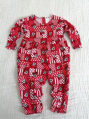 Vintage Red Minnie Mouse Long Sleeve Romper